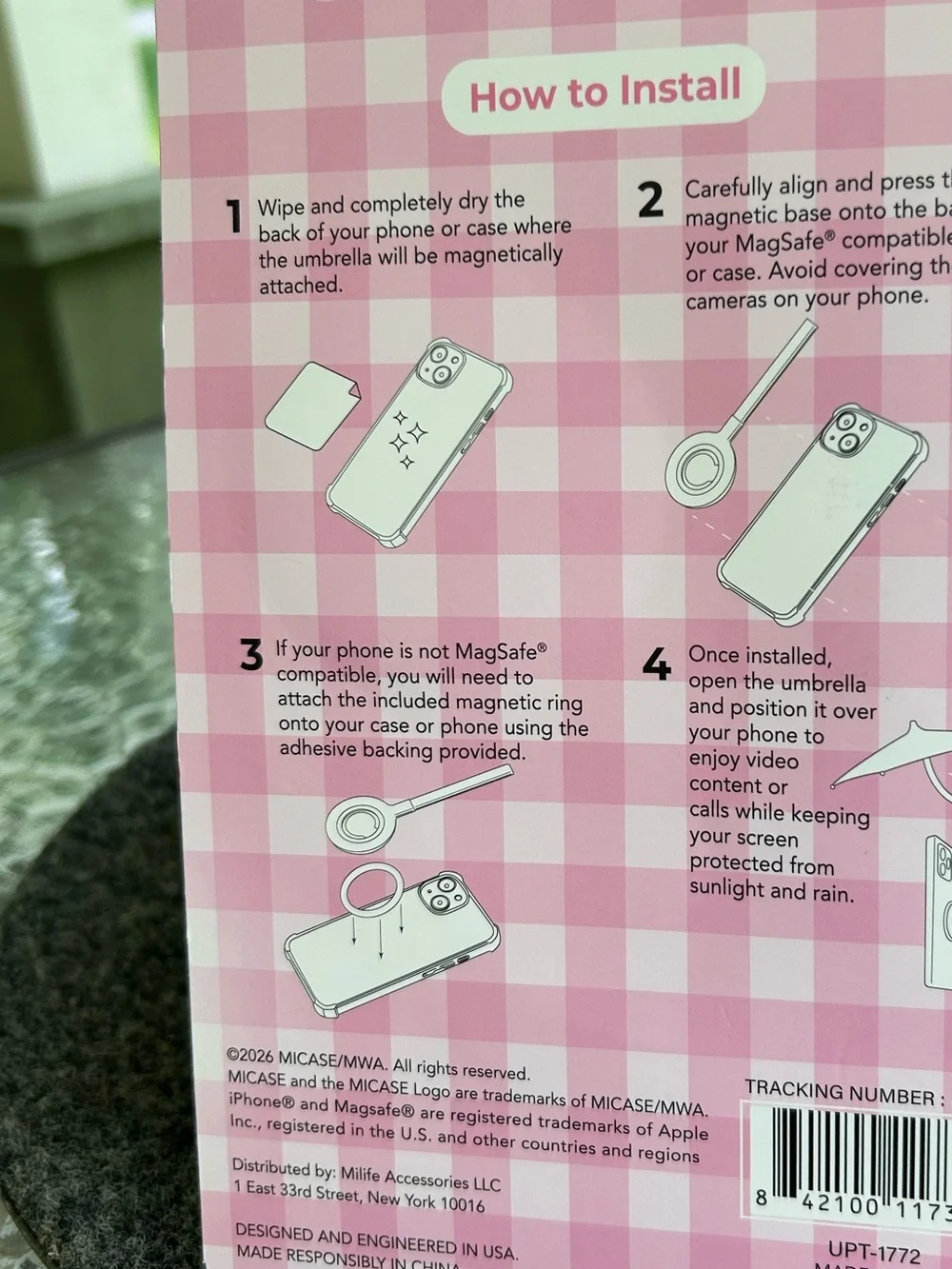 NWT-MagSafe Phone Umbrella Accessory - Pink